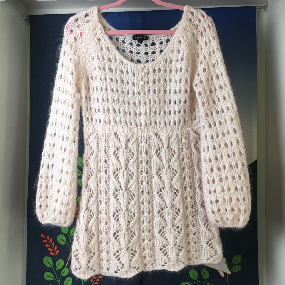 Bebe Pink Mohair Knit Sweater
